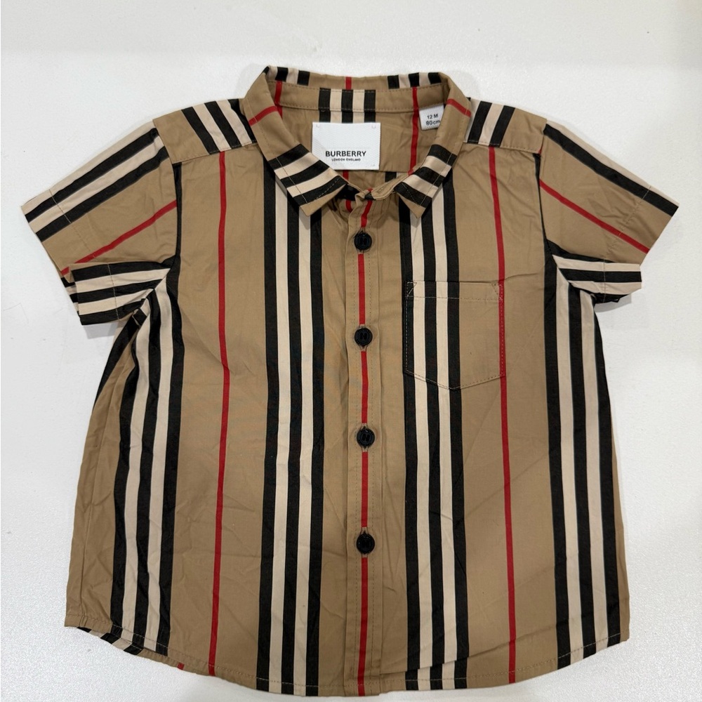 Burberry Kids Striped Tan Shirt